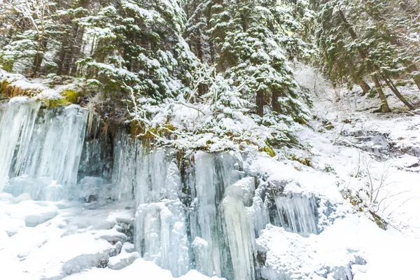 冬季的冰冻瀑布和冰柱 — 图库照片