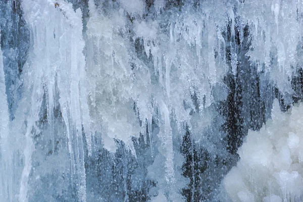 Cerrar Sup Superficie Hielo Cascada Congelada Temporada Invierno Carámbanos — Foto de Stock