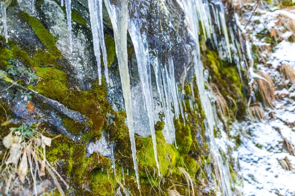 Cascada Congelada Invierno Carámbanos —  Fotos de Stock