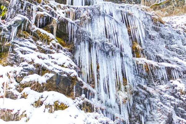 Près Surface Glace Cascade Gelée Hiver Glaçons — Photo