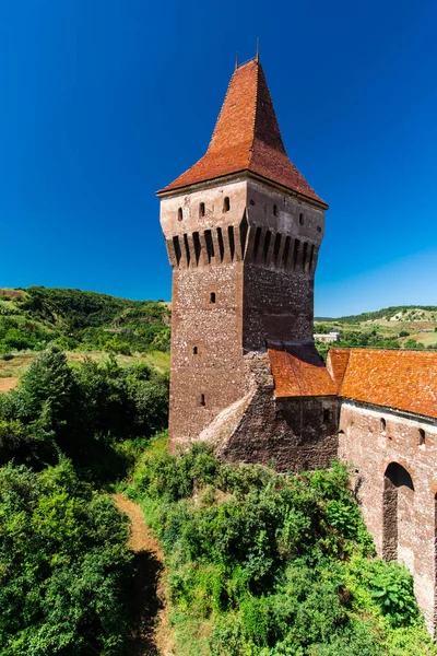 Castelo Corvinesti Velho Pôr Sol Roménia — Fotografia de Stock