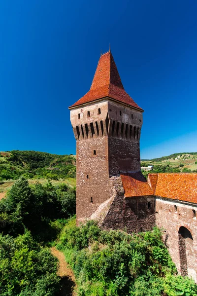 Castelo Corvinesti Velho Pôr Sol Roménia — Fotografia de Stock