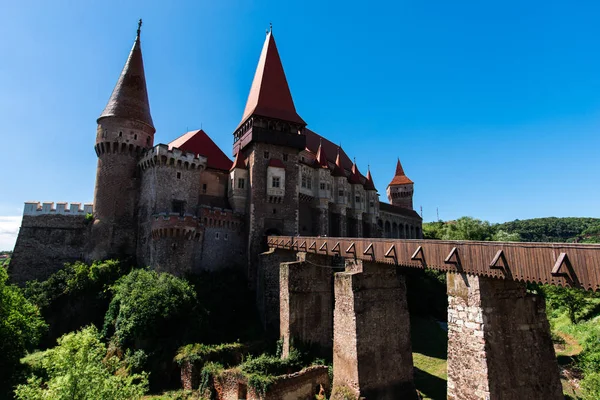 Старый Замок Корвинешть Закате Румыния — стоковое фото