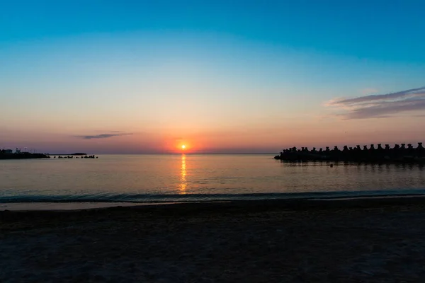 Seascape Backgroud Słońce Kolorowym Nieba — Zdjęcie stockowe
