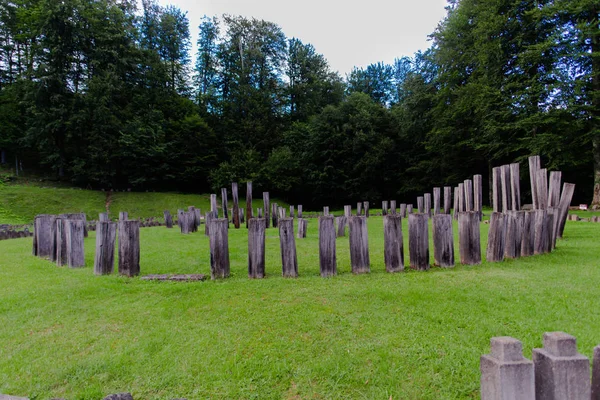 Vista Detalhada Sarmizegetusa Regia Ruins Andesite Sanctuaries Roménia — Fotografia de Stock