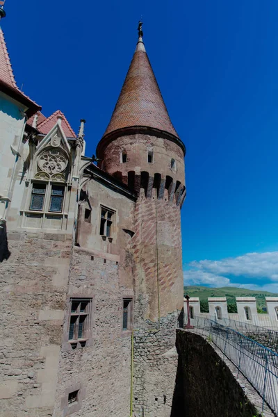 Antiguo Castillo Corvinesti Atardecer Rumania —  Fotos de Stock