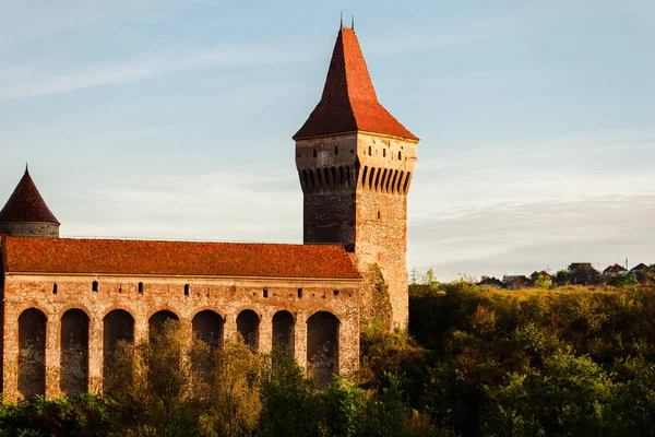 Envelhecido Antigo Histórico Castelo Corvinesti Romênia Castelo Drácula — Fotografia de Stock