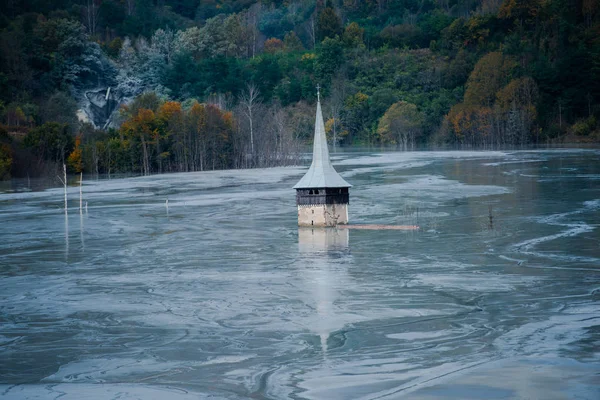 Church flooded in toxic waste water, Romania.