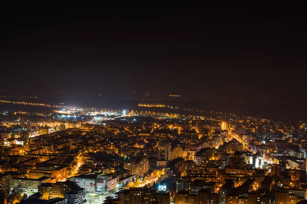 Aerial View Night City Illuminated Street Lights — Stock Photo, Image