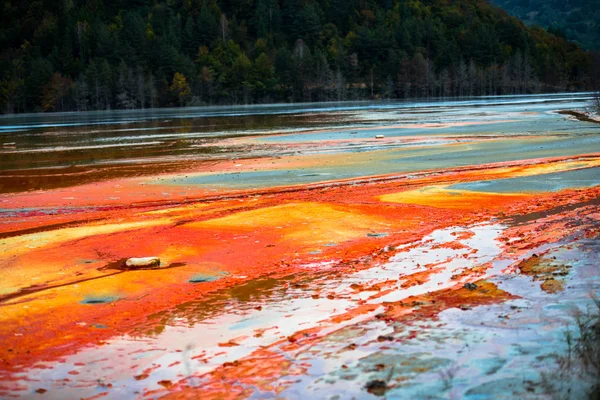 Río Destruido Con Contaminación Tóxica — Foto de Stock