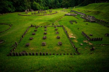 Sarmizegetusa Regia harabeleri, andezit tapınanlar, Romanya detay görünümü.