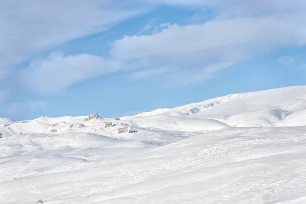 Neve Coberto Montanhas Paisagem Inverno Estância Esqui Alpes — Fotografia de Stock
