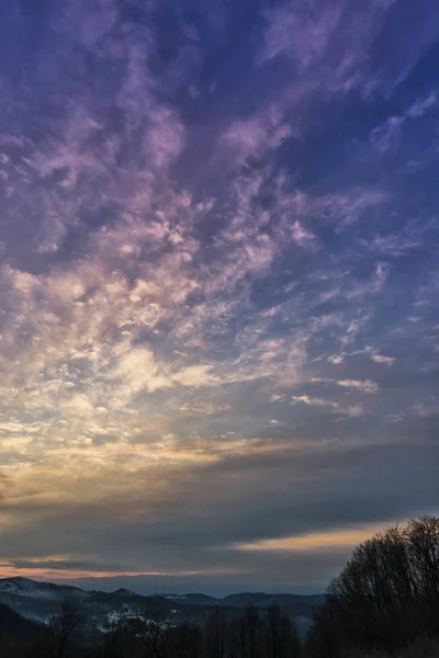 Schönen Violetten Sonnenuntergang Himmel — Stockfoto