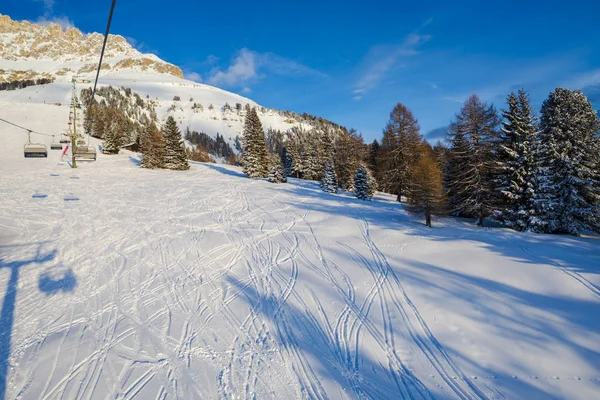 Estación Esquí Las Montañas Invierno Árboles Crecimiento Pista Esquí — Foto de Stock