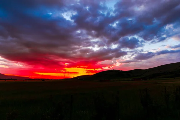 Ciel Coloré Coucher Soleil Paysage — Photo