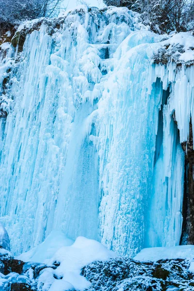 Gefrorener Wasserfall Und Eiszapfen Natur Winter — Stockfoto