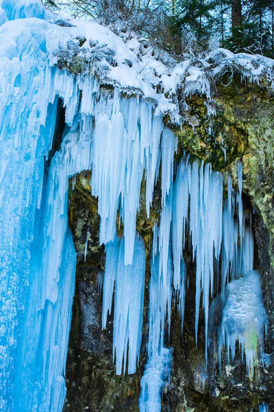 Frozen Blue Waterfall Icicles — Stock Photo, Image