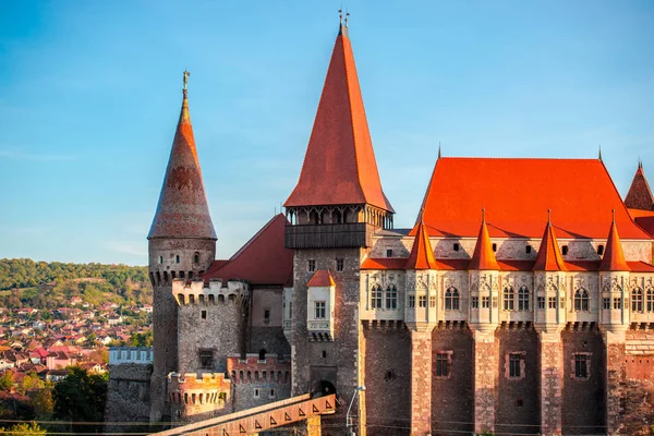 Віці Від Стародавнього Історичного Corvinesti Замку Румунії Замок Дракули — стокове фото