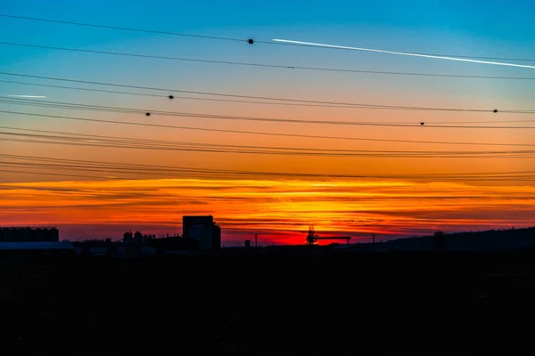 明亮的橙色夕阳天空 — 图库照片