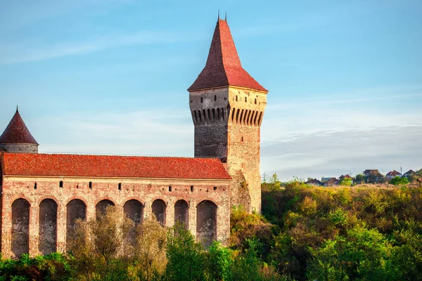 Envelhecido Antigo Histórico Castelo Corvinesti Romênia Castelo Drácula — Fotografia de Stock