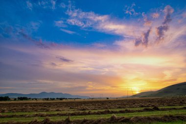 gökyüzü ve gerilim Polonyalılar renkli günbatımı