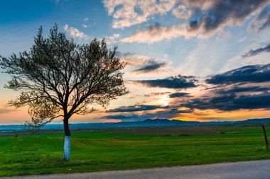 alan üzerinde dramatik günbatımı