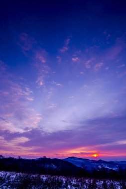 görkemli mor menekşe günbatımı gökyüzü kırsal kesimde 