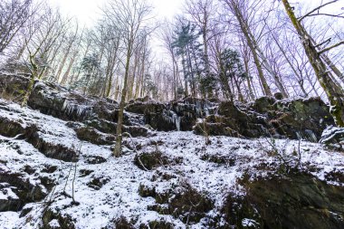 Karlı dağlar, kış manzarası.
