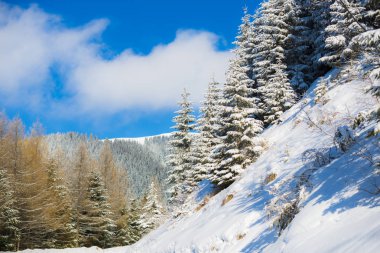 Kar erime ile erken Bahar dağlar.