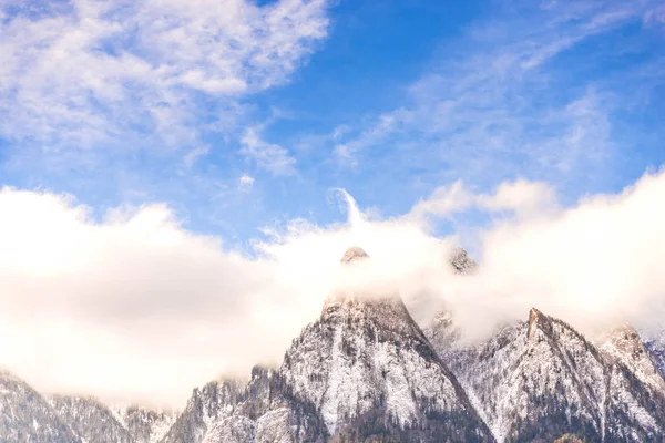 Vista Para Montanhas Nevadas Inverno Paisagem Natural — Fotografia de Stock