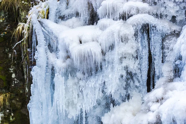 Cascade Gelée Hiver Glaçons Gros Plan Sur Texture Surface Glace — Photo