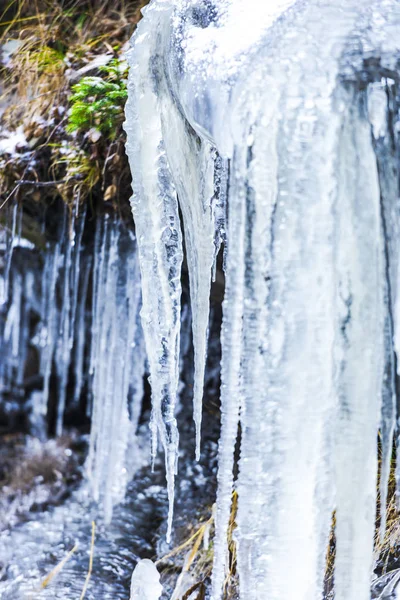 Frozen Waterfall Winter Season Icicles Close — Stock Photo, Image