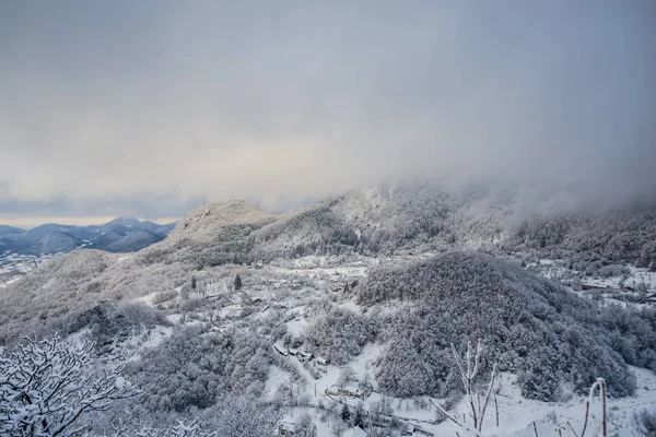 Vista Sulle Montagne Innevate Paesaggio Invernale — Foto Stock