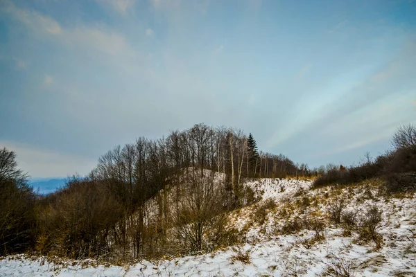 Вид Снежные Горы Зимний Пейзаж — стоковое фото