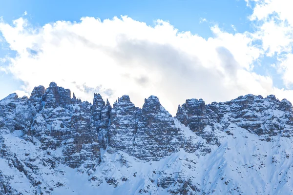 Rocky Mountains Winter Mountains Peak Sky Clouds — Stock Photo, Image