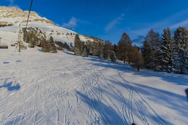 Estación Esquí Las Montañas Invierno Árboles Crecimiento Pista Esquí —  Fotos de Stock