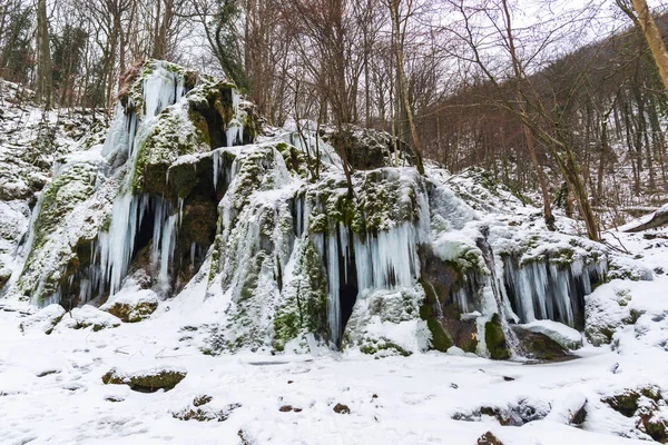 Landscape Early Spring Forest Frozen Stream — Stock Photo, Image