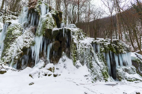 Landscape Early Spring Forest Frozen Stream — Stock Photo, Image