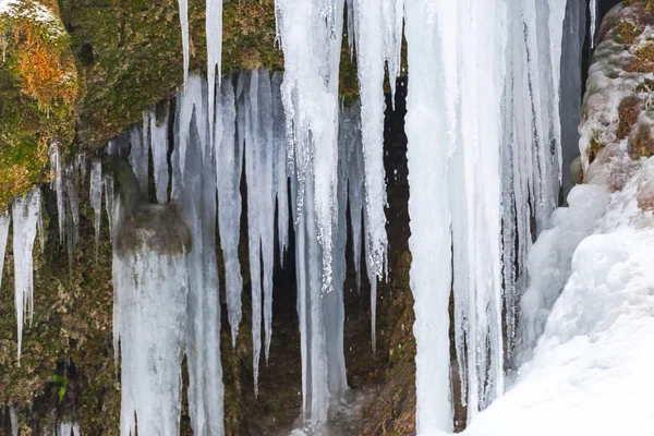 Vue Rapprochée Ruisseau Gelé Début Printemps — Photo