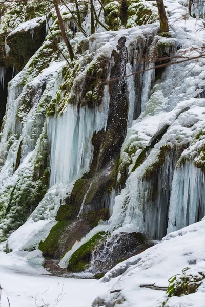 Vue Rapprochée Ruisseau Gelé Début Printemps — Photo