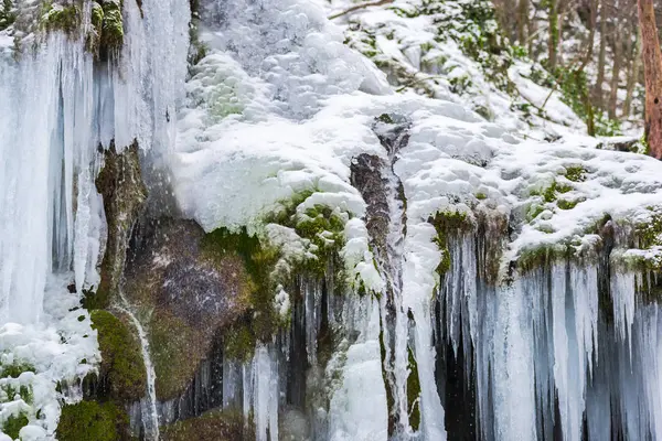 Vue Rapprochée Ruisseau Gelé Début Printemps — Photo