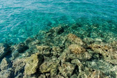 Taşlarla vahşi açık deniz kıyısı