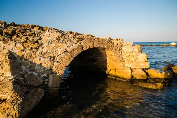 Seascape Średniowiecznego Mostu Wodzie Argassi Beach Wyspa Zakynthos Grecja — Zdjęcie stockowe