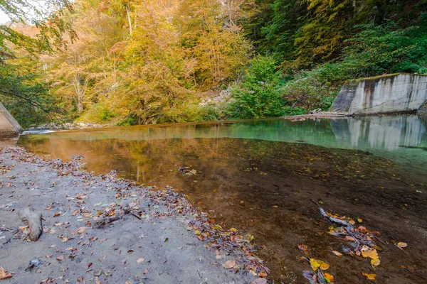 秋の山で野生の川 — ストック写真