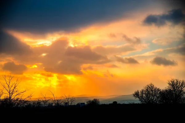 Fantastisk Solnedgang Kvelden – stockfoto