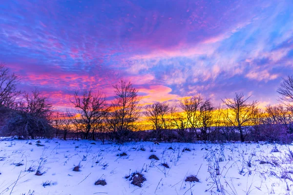 Pôr Sol Colorido Brilhante Céu Paisagem Natureza — Fotografia de Stock