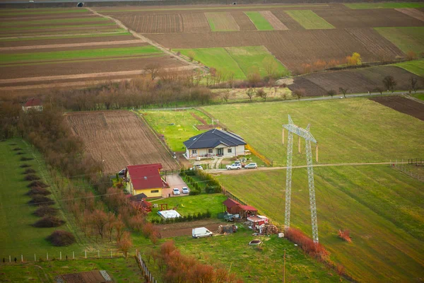 Vue Aérienne Ville Des Collines Verdoyantes — Photo