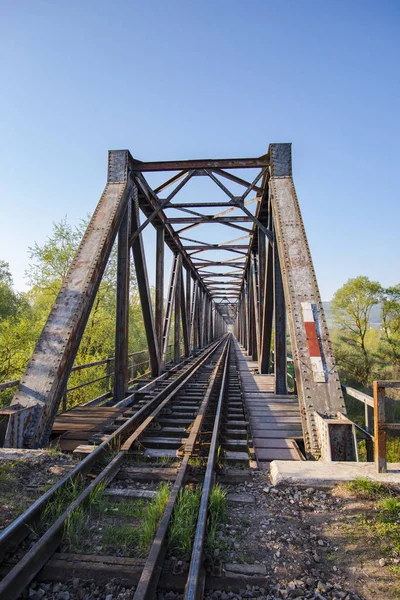 Ponte Velha Através Floresta Através Rio — Fotografia de Stock