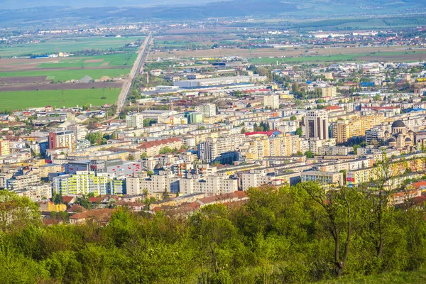 Vue Aérienne Ville Des Collines Verdoyantes — Photo