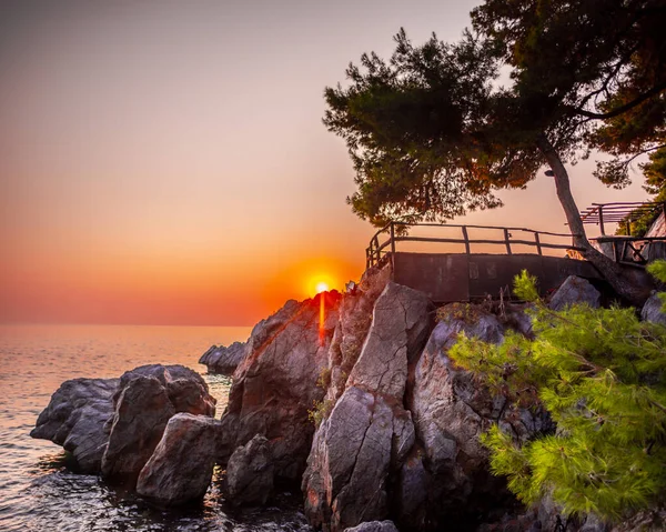 Ώρα Ηλιοβασιλέματος Στην Παραλία Φυσικό Υπόβαθρο — Φωτογραφία Αρχείου
